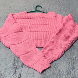 SHEIN Vibrant Pink Knit Crew Neck Sweater